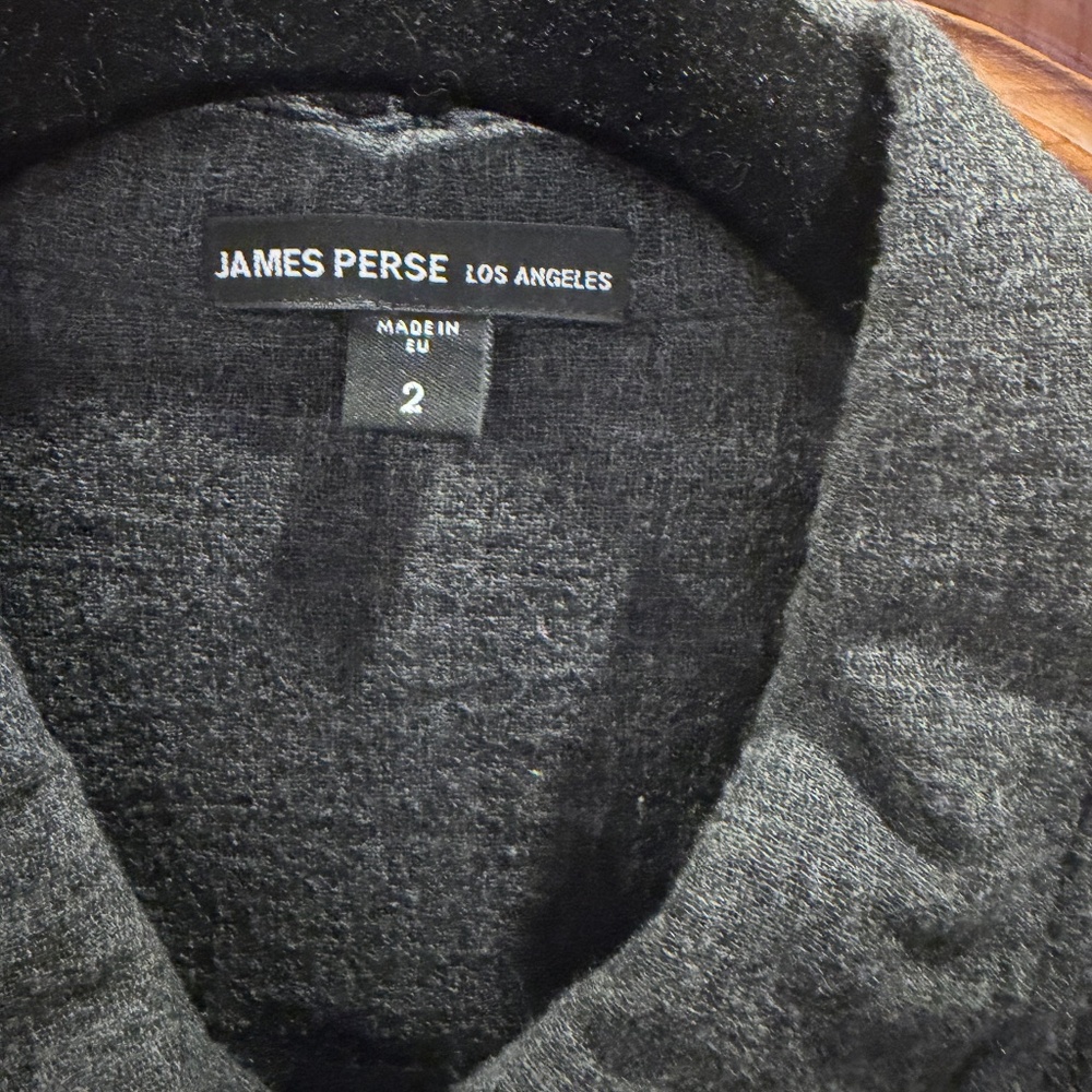 James Perse Mens Shirt Charcoal Gray Long Sleeve Button Down Size 2 / Medium